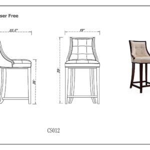 Manhattan Comfort Fifth Avenue Faux Leather Counter Stool in Pebble Grey (Set of 2)