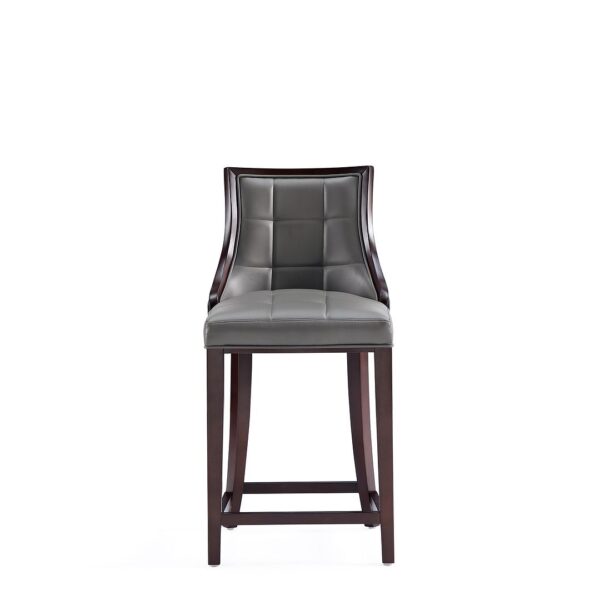 Manhattan Comfort Fifth Avenue Faux Leather Counter Stool in Pebble Grey (Set of 2)