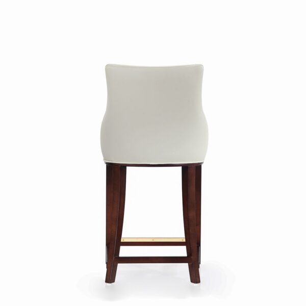 Manhattan Comfort Modern Shubert Counter Stool Upholstered in Ivory Leatherette with Beech Wood Legs - Set of 2