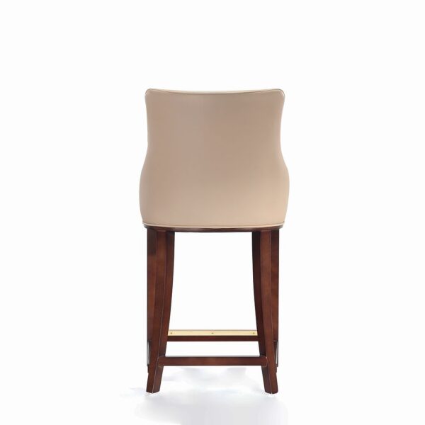 Manhattan Comfort Modern Shubert Counter Stool Upholstered in Tan Leatherette with Beech Wood Legs - Set of 2