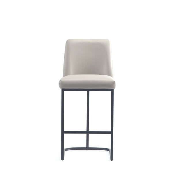 Manhattan Comfort Serena Modern Leatherette Upholstered Counter Stool in Light Grey - Set of 2