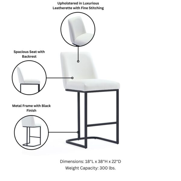 Manhattan Comfort Serena Modern Leatherette Upholstered Counter Stool in White - Set of 2