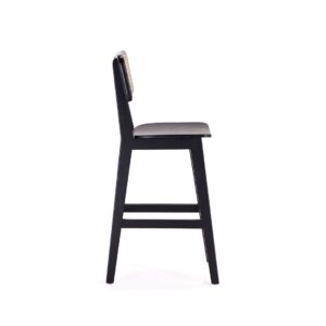 Manhattan Comfort Versailles Counter Stool in Black and Natural Cane - Set of 2