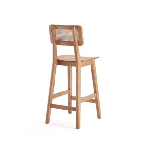 Manhattan Comfort Versailles Counter Stool in Nature Cane - Set of 2