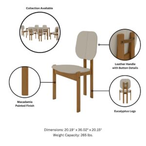 Manhattan Comfort Mid-Century Modern Gales Dining Chair with Solid Wood Legs in Greige - Set of 4