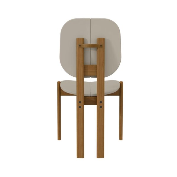 Manhattan Comfort Mid-Century Modern Gales Dining Chair with Solid Wood Legs in Greige - Set of 4