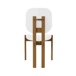 Manhattan Comfort Mid-Century Modern Gales Dining Chair with Solid Wood Legs in White - Set of 4