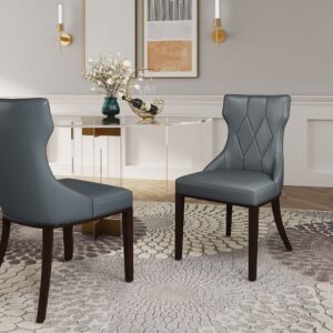 Manhattan Comfort Reine Faux Leather Dining Chair in Pebble Grey (Set of 4)