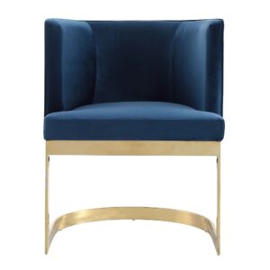 Manhattan Comfort Aura Royal Blue and Polished Brass Velvet Dining Chair (Set of 2)