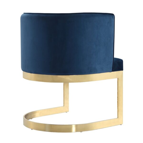 Manhattan Comfort Aura Royal Blue and Polished Brass Velvet Dining Chair (Set of 2)