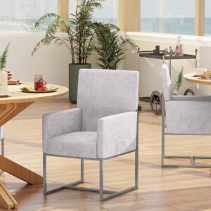 Manhattan Comfort Element Grey Velvet Dining Armchair (Set of 2)