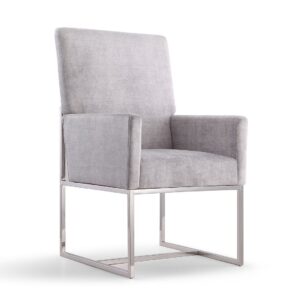 Manhattan Comfort Element Grey Velvet Dining Armchair (Set of 2)