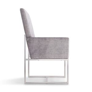 Manhattan Comfort Element Grey Velvet Dining Armchair (Set of 2)