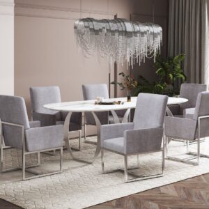 Manhattan Comfort Element Grey Velvet Dining Armchair (Set of 2)