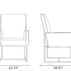 Manhattan Comfort Element Steel Velvet Dining Armchair (Set of 2)