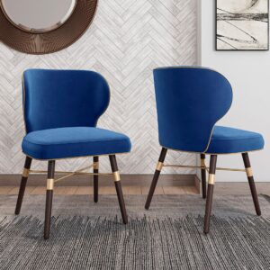 Manhattan Comfort Strine Royal Blue Velvet Dining Chair (Set of 2)