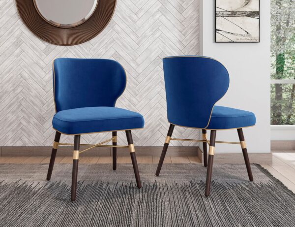 Manhattan Comfort Strine Royal Blue Velvet Dining Chair (Set of 2)