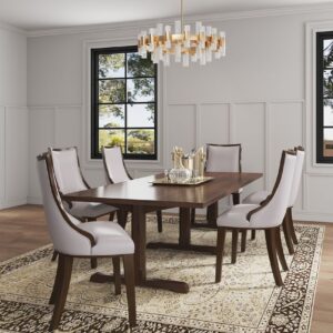 Manhattan Comfort Grand Faux Leather Dining Chairs - Set of 4 in Light Grey