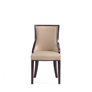 Manhattan Comfort Grand Faux Leather Dining Chair in Tan with Beech Wood Frame (Set of 4)