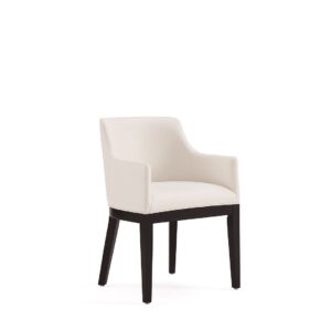 Manhattan Comfort Gansevoort Modern Faux Leather Dining Armchair in Cream (Set of 2)