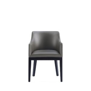 Manhattan Comfort Gansevoort Modern Faux Leather Dining Armchair in Pebble Grey (Set of 2)