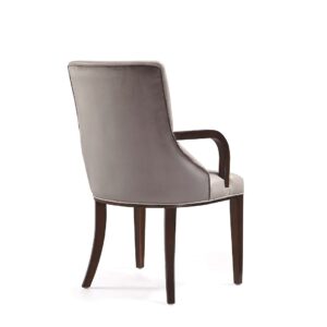 Manhattan Comfort Shubert Modern Faux Leather and Velvet Dining Armchair in Light Grey (Set of 2)