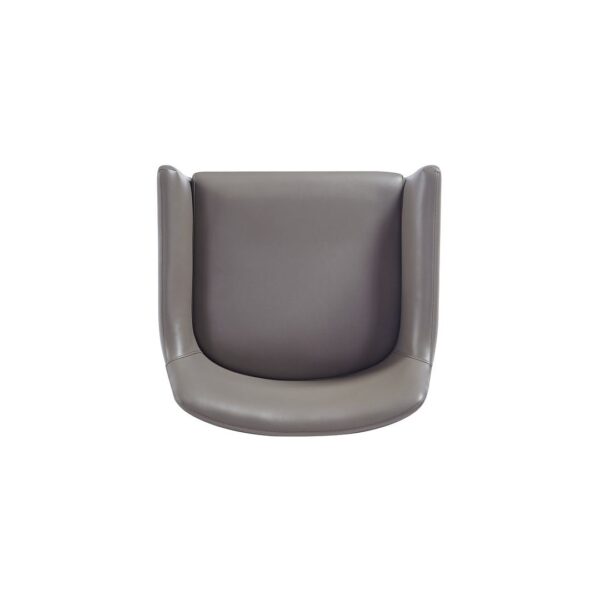 Manhattan Comfort Modern Serena Dining Armchair Upholstered in Leatherette with Steel Legs in Grey - Set of 2