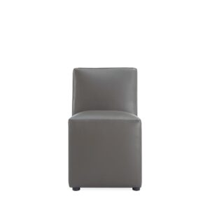 Manhattan Comfort Anna Modern Square Faux Leather Dining Chair in Pewter (Set of 2)