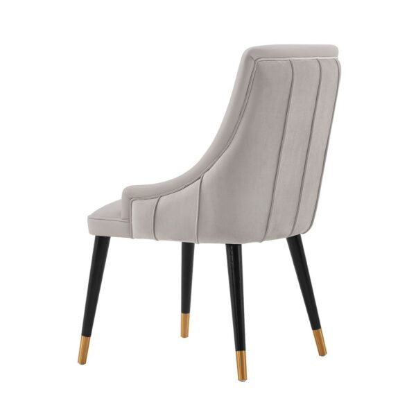 Manhattan Comfort Modern Eda Velvet and Leatherette Dining Chair in Grey- Set of 2