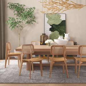 Manhattan Comfort Versailles Square Dining Chair in Nature Cane - Set of 4