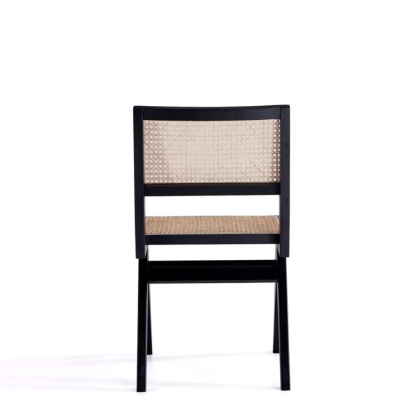 Manhattan Comfort Hamlet Dining Chair in Black and Natural Cane - Set of 4