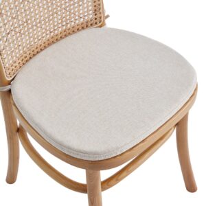 Manhattan Comfort Paragon Dining Chair 1.0 with Cream Cushions in Nature and Cane - Set of 4