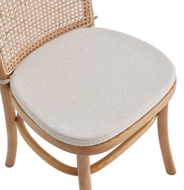 Manhattan Comfort Paragon Dining Chair 1.0 with Cream Cushions in Nature and Cane - Set of 4