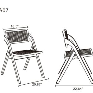 Manhattan Comfort Lambinet Folding Dining Chair in Nature Cane- Set of 4