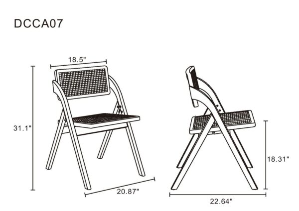 Manhattan Comfort Lambinet Folding Dining Chair in Nature Cane- Set of 4