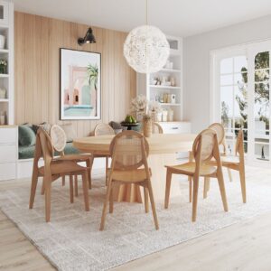 Manhattan Comfort Versailles Round Dining Chair in Nature Cane - Set of 4