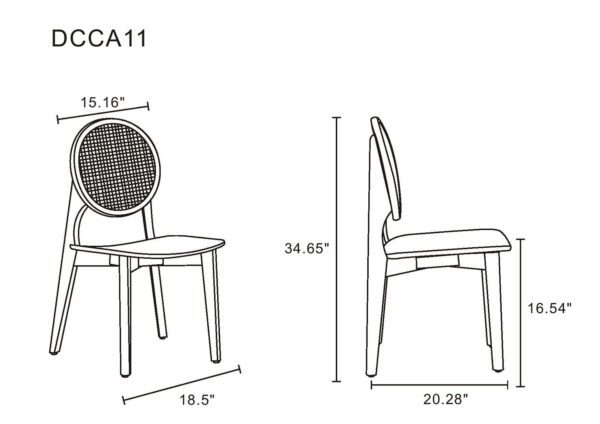 Manhattan Comfort Versailles Round Dining Chair in Nature Cane - Set of 4