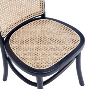 Manhattan Comfort Paragon Dining Chair 2.0 in Black and Cane - Set of 4