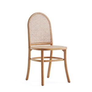 Manhattan Comfort Paragon Dining Chair 2.0 in Nature and Cane - Set of 4