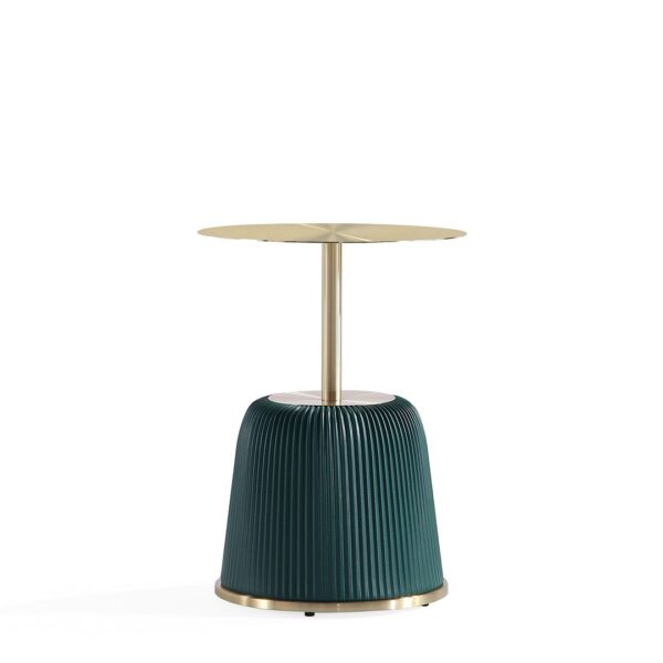 Manhattan Comfort Modern Anderson End Table 1.0 Upholstered in Green Leatherette with Gold Tabletop - Set of 2