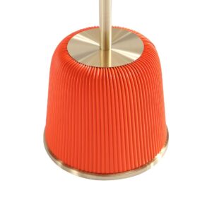 Manhattan Comfort Modern Anderson End Table 1.0 Upholstered in Orange Leatherette with Gold Tabletop - Set of 2