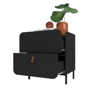 Manhattan Comfort Mid-Century Modern Bogardus Nightstand in Black - Set of 2