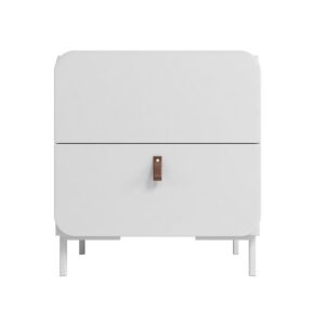 Manhattan Comfort Mid-Century Modern Bogardus Nightstand in White - Set of 2