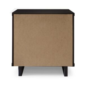 Manhattan Comfort Granville Modern Solid Wood Nightstand with 1 Drawer in Black - Set of 2