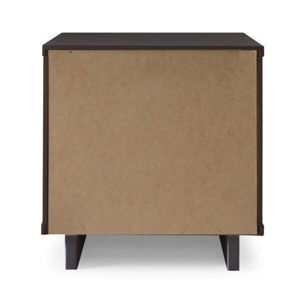 Manhattan Comfort Granville Modern Solid Wood Nightstand with 1 Drawer in Dark Grey - Set of 2