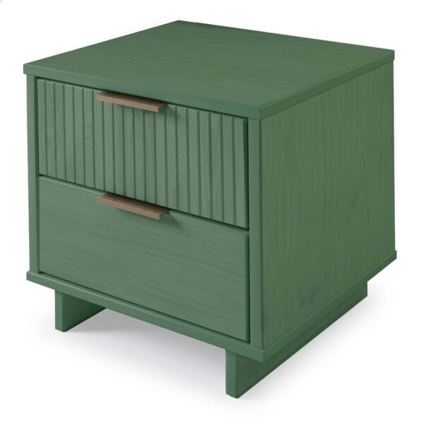 Manhattan Comfort Granville Modern Solid Wood Nightstand with 2 Drawer in Sage Green - Set of 2