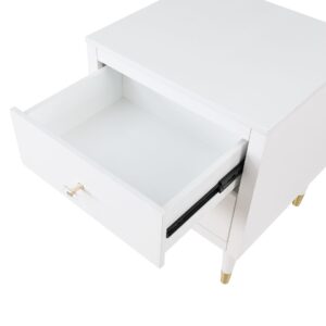 Manhattan Comfort Stanton Modern Nightstand with 2 Full Extension Drawers and Solid Wood Legs in White - Set of 2