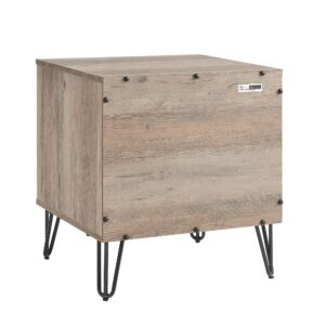 Manhattan Comfort DUMBO 1.0 Modern Nightstand with 1 Drawer and Metal Feet in Rustic Grey- Set of 2