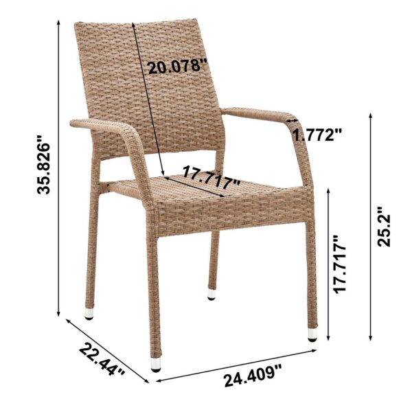 Manhattan Comfort 2-Piece Genoa Patio Dining Armchair in Nature Tan Weave