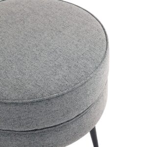 Manhattan Comfort Bailey Mid-Century Modern Woven Polyester Blend Upholstered Ottoman in Grey with Black Feet - Set of 2